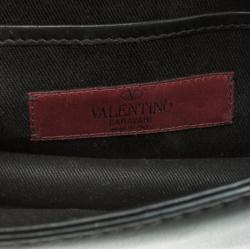 Pre Owned Valentino Black Leather Rockstud Mini Glam Lock Shoulder Bag