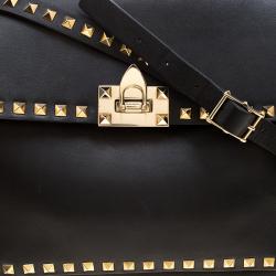 Pre Owned Valentino Black Leather Rockstud Crossbody Bag