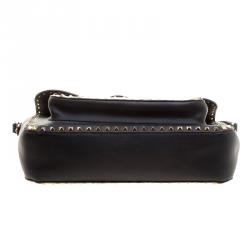 Pre Owned Valentino Black Leather Rockstud Crossbody Bag