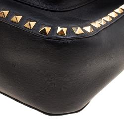 Pre Owned Valentino Black Leather Rockstud Crossbody Bag
