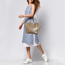 مملوكة مسبقًا حقيبة يد فالنتينو روكستد جلد ثعبان الماء بنية/سوداء