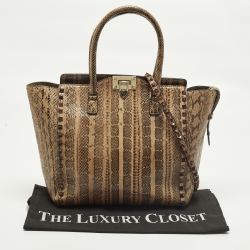 مملوكة مسبقًا حقيبة يد فالنتينو روكستد جلد ثعبان الماء بنية/سوداء