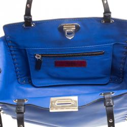Pre Owned Valentino Blue/Black Leather Small Rockstud Tote