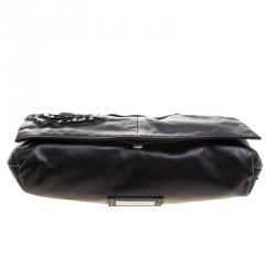 Pre Owned Valentino Black Nappa Leather Crystal Embellished Shoulder Bag