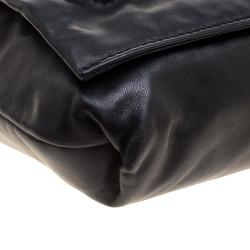 Pre Owned Valentino Black Nappa Leather Crystal Embellished Shoulder Bag