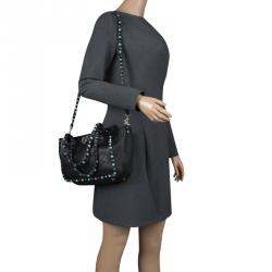 Pre Owned Valentino Black Leather Small Rockstud Tote