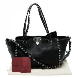Pre Owned Valentino Black Leather Small Rockstud Tote