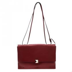 Pre Owned Valentino Red Leather Flap Shoulder Bag