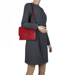 Pre Owned Valentino Red Leather Flap Shoulder Bag