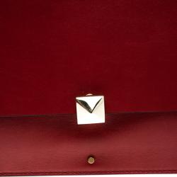 Pre Owned Valentino Red Leather Flap Shoulder Bag