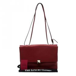 Pre Owned Valentino Red Leather Flap Shoulder Bag