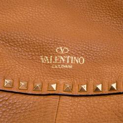 Pre Owned Valentino Brown Leather Large Rockstud Reversible Tote