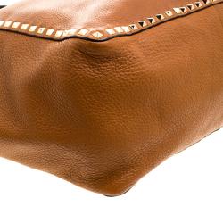 Pre Owned Valentino Brown Leather Large Rockstud Reversible Tote