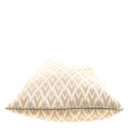 Pre Owned Valentino Beige Logo Canvas Ring Loop Handle Clutch