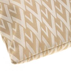 Pre Owned Valentino Beige Logo Canvas Ring Loop Handle Clutch