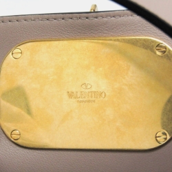 Pre Owned Valentino Garavani V Logo Escape Small Leather Handbag Dusty Pink