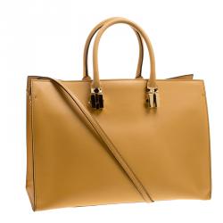 Pre Owned Valentino Mustard Leather Rockstud Tote
