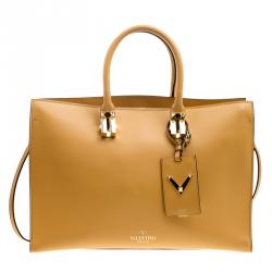 Pre Owned Valentino Mustard Leather Rockstud Tote