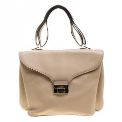 Pre Owned Valentino Beige Smooth Leather Flap Bag 