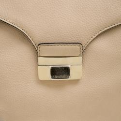 Pre Owned Valentino Beige Smooth Leather Flap Bag 