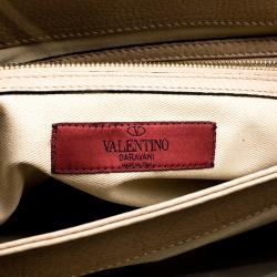 Pre Owned Valentino Beige Smooth Leather Flap Bag 