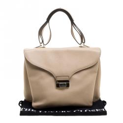 Pre Owned Valentino Beige Smooth Leather Flap Bag 