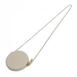 Pre Owned Valentino Light Grey Floral Leather Chain Coin Purse