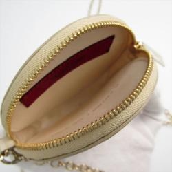 Pre Owned Valentino Light Grey Floral Leather Chain Coin Purse