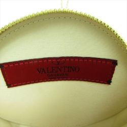 Pre Owned Valentino Light Grey Floral Leather Chain Coin Purse