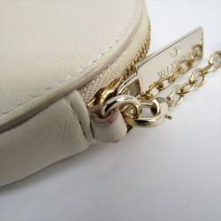Pre Owned Valentino Light Grey Floral Leather Chain Coin Purse