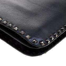 Pre Owned Valentino Black Leather Rockstud Crossbody Bag