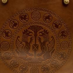 Pre Owned Valentino Brown Leather Gryphon Zodiac Studded Tote