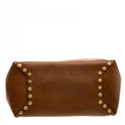 Pre Owned Valentino Brown Leather Gryphon Zodiac Studded Tote