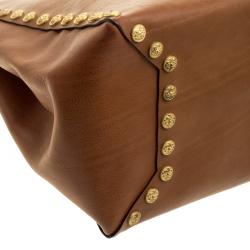 Pre Owned Valentino Brown Leather Gryphon Zodiac Studded Tote