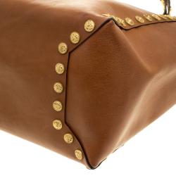 Pre Owned Valentino Brown Leather Gryphon Zodiac Studded Tote