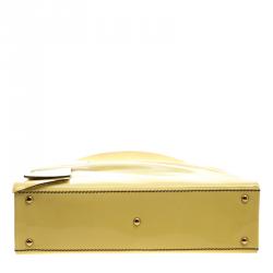 Pre Owned Valentino Citron Patent Leather Top Handle Tote