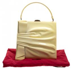 Pre Owned Valentino Citron Patent Leather Top Handle Tote