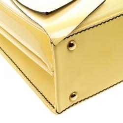 Pre Owned Valentino Citron Patent Leather Top Handle Tote