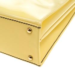 Pre Owned Valentino Citron Patent Leather Top Handle Tote