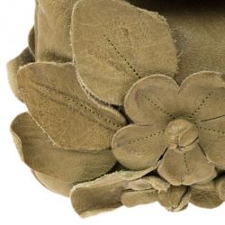 Pre Owned Valentino Green Leather Flower Appliqué Shoulder Bag