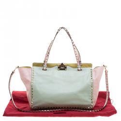 Pre Owned Valentino Tri Color Leather Medium Rockstud Tote