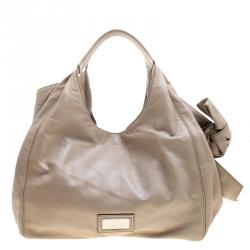 Pre Owned Valentino Beige Leather Pearl Embellished Hobo