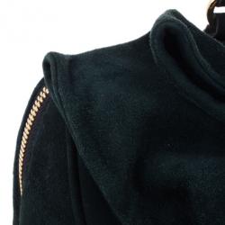 Pre Owned Valentino Green Suede Leather Bow Boston Bag