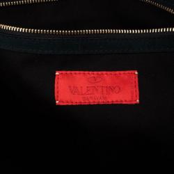 Pre Owned Valentino Green Suede Leather Bow Boston Bag