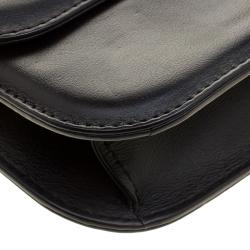 Pre Owned Valentino Black Leather Rockstud Medium Glam Lock Flap Bag