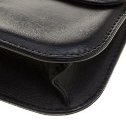 Pre Owned Valentino Black Leather Rockstud Medium Glam Lock Flap Bag