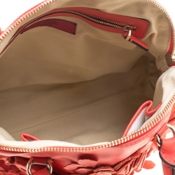 Pre Owned Valentino Red Leather Floral Applique Dome Satchel