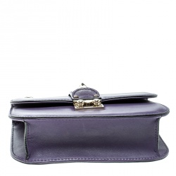 Pre Owned Valentino Purple Leather Rockstud Small Glam Lock Shoulder Bag