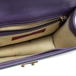 Pre Owned Valentino Purple Leather Rockstud Small Glam Lock Shoulder Bag