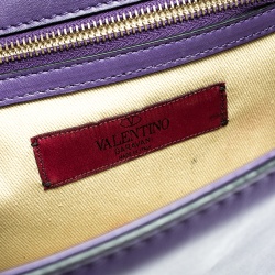 Pre Owned Valentino Purple Leather Rockstud Small Glam Lock Shoulder Bag